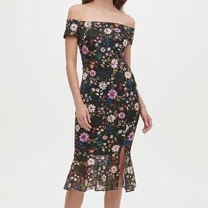 Guess Women’s Midi Dress - Size 10 - black floral